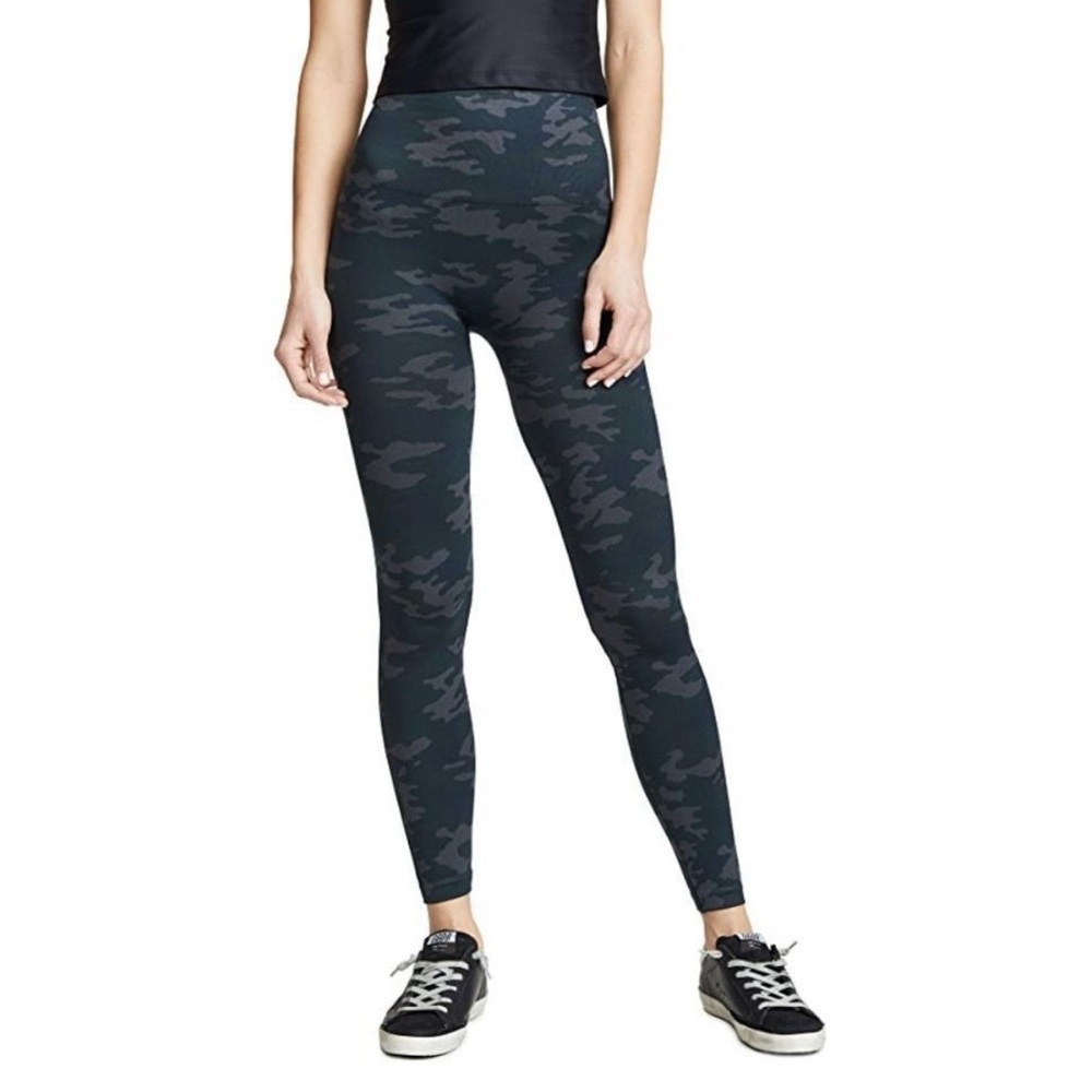 SPANX Seamless Camo Leggings Green Grey Size M